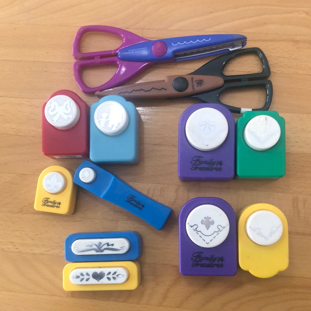 Scrapbooking punches and scissors lot